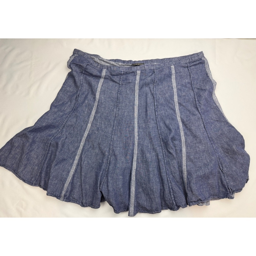 Lane Bryant Blue Linen Blend Paneled Midi Skirt Plus Size 18/20 Flare Seam
